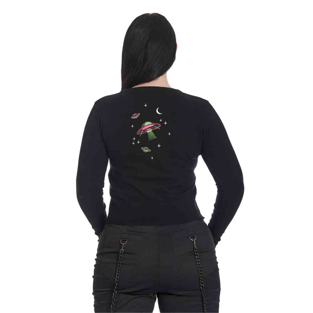 Banned - Alien Pink Space Cardigan - Zwart